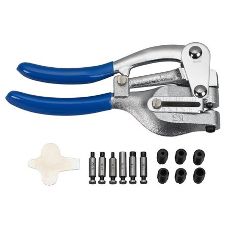 2024,leather Hole Punch,heavy Duty Revolving Plier Tool With 1 Extra Plate,  Ruler Grinding Rod (blue)