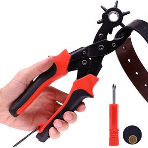 Leather Hole Punch Heavy Duty 6 Holes Revolving Belt Puncher Plier With  Screwdriver Ruler For Watch Bands Card Rubber Shoe Diy