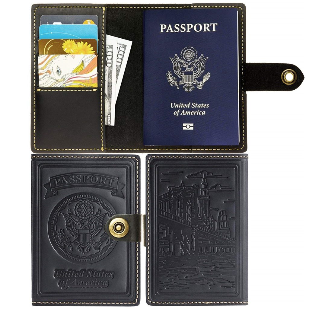 Leather RFID Blocking US Passport Holde