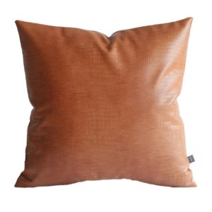 Kdays Faux Leather Crocodile Tan Pillow Cover Throw Pillow