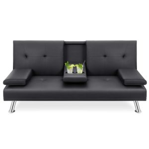 Walsunny Modern Faux Leather Couch, Futon Sofa