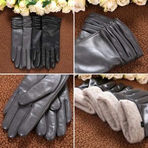 Women Leather Gloves Touchscreen Texting Evening Real Lambskin Warm Driving Cashmere Lining Gloves