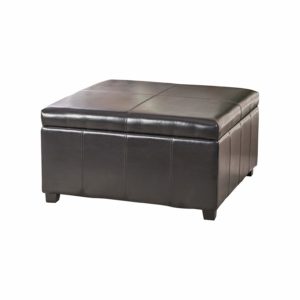 Christopher Knight Home Living Berkeley Brown Leather Square Storage Ottoman