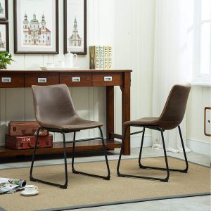 Roundhill Furniture Lotusville Vintage PU Leather Dining Chairs